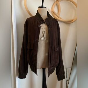 Danier Dark Brown Suede Bomber Jacket